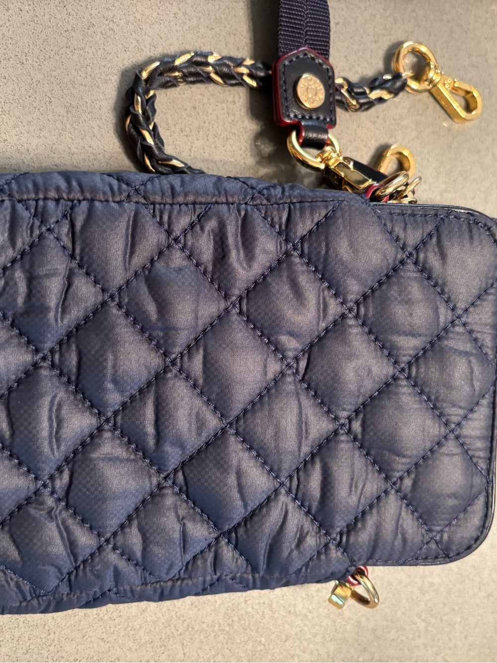 MZ Wallace Navy Quilted Mini Crossbody with Gold Zipper - Picture 3 of 3